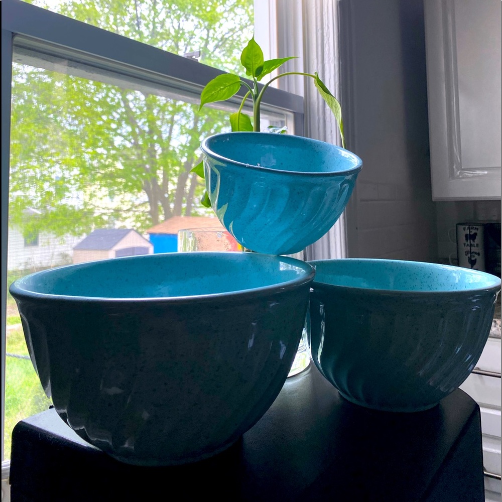 Blue cooking bowls